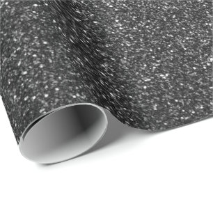 Deep Glam Glitter Black Grey Sparkly Elegant Cadeaupapier