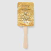 Deep Gold Glitter Trouwprogramma Handwaaier (Achterkant)