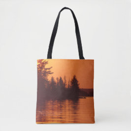 Deep Golden Oranje Sunset op Lake Vermilion Tote Bag