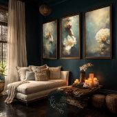 Deep Grace Cream Coral Teal Gold Seascape Tissuepapier