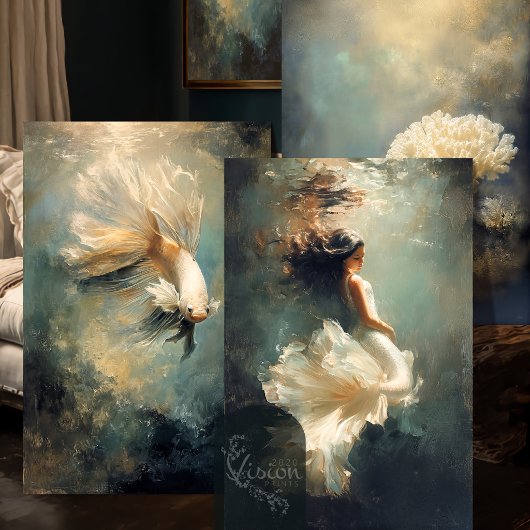 Deep Grace Ethereal Teal Gold Underwater Trio Inpakpapier Vel