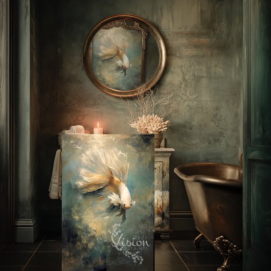 Deep Grace Golden Betta Fish Teal Oil Art Tissuepapier