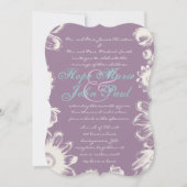 Deep Grape & Aqua Flower Wedding Invitation Kaart (Voorkant)