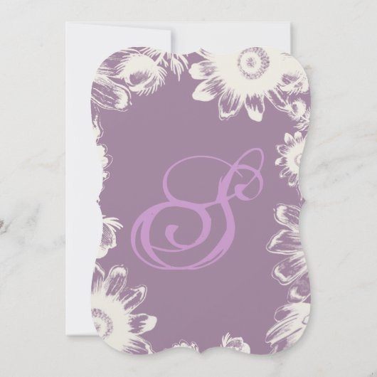 Deep Grape & Aqua Flower Wedding Invitation Kaart (Achterkant)