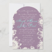 Deep Grape & Aqua Flower Wedding Invitation Kaart (Voorkant)