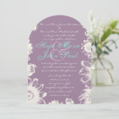Deep Grape & Aqua Flower Wedding Invitation Kaart (Staand voorkant)