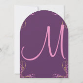 Deep Grape Coral Lila Flower Wedding Invitation Kaart (Achterkant)