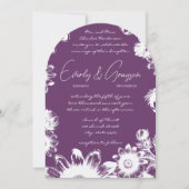 Deep Grape & Lila Flower Wedding Invitation Kaart (Voorkant)