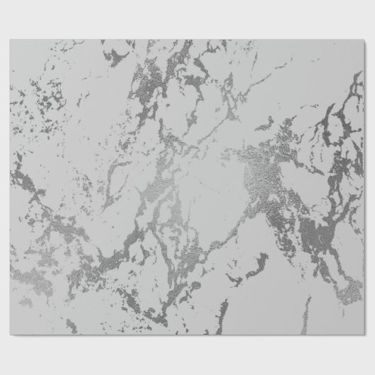 Deep Gray Marble Silver Stine Metallic Shiny Cadeaupapier (Vlak)