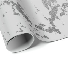 Deep Gray Marble Silver Stine Metallic Shiny Cadeaupapier