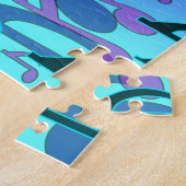 Deep Green Blue Muzieknoten Swirly Musical Patroon Legpuzzel (Zijkant)