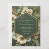 Deep Green Botanical Opulence Wedding Kaart (Voorkant)