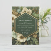 Deep Green Botanical Opulence Wedding Kaart (Staand voorkant)