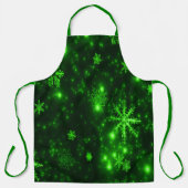 Deep Green Bright Sneeuwvlokken Feestdagen Large Schort (Voorkant)