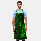 Deep Green Bright Sneeuwvlokken Feestdagen Large Schort (Gedragen)