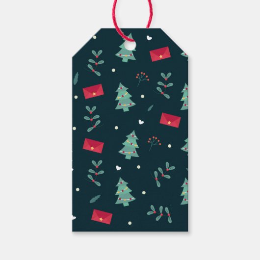 Deep Green Christmas Trees Perfect Cadeaulabel (Voorkant)