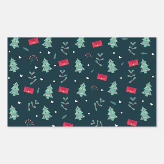 Deep Green Christmas Trees Perfect Gift Rechthoekige Sticker (Voorkant)