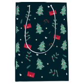 Deep Green Christmas Trees Perfect Medium Cadeauzakje (Voorkant)