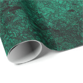 Deep Green Distressed Gothic Damask Wrapping Paper Cadeaupapier (Rol Hoek)