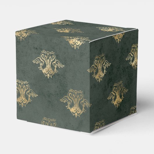 Deep Green en Gold  Dragon Bedankdoosjes (Achterkant)