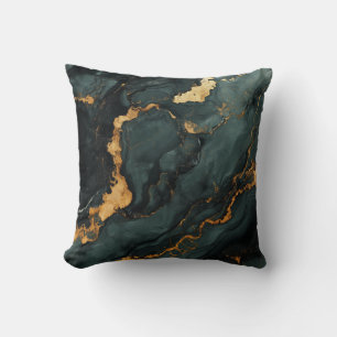 Deep Green en Gold Marble Decoratief Sierkussen