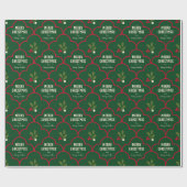 Deep Green en Red Scallop Tegel Christmas Springs Cadeaupapier (Vlak)