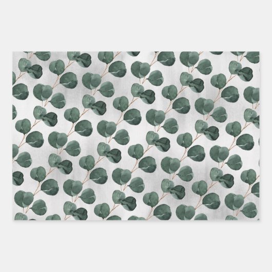 Deep Green Eucalyptus Vine Gray Ombre Background Inpakpapier Vel (Voorkant 2)
