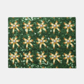 Deep Green Faux Glitter Gold Diamond Bows Deurmat (Voorkant)