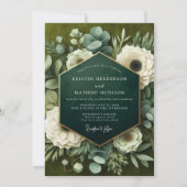 Deep Green Floral Opulence Wedding Kaart (Voorkant)