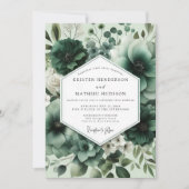 Deep Green Floral Opulent Wedding Kaart (Voorkant)
