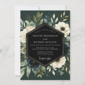 Deep Green Floral Opulent Wedding Kaart (Voorkant)
