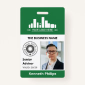Deep Green Foto & 2 Logo's Medewerker ID Badge (Voorkant)