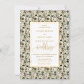 Deep Green Gold Foliage Wedding Invitation Kaart (Voorkant)