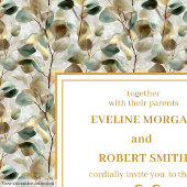  Deep Green Gold Foliage Wedding Invitation Kaart