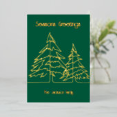 Deep Green & Gold Grafische Kerstboom Minimal Folie Feestdagenkaart (Staand Voorkant)