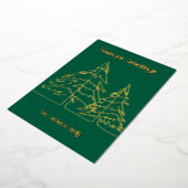 Deep Green & Gold Grafische Kerstboom Minimal Folie Feestdagenkaart (Gedraaid)
