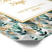 Deep Green Gold Leaves Wedding Custom Sign Poster (Hoek)