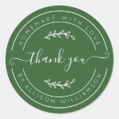 Deep Green Homemade Thank You Label (Voorkant)