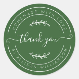 Deep Green Homemade Thank You Label