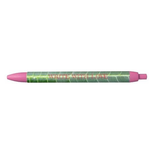 Deep Green Leaf Design Zwarte Inkt Pen (Voorkant)