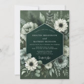 Deep Green Lush Botanical Wedding Kaart (Voorkant)