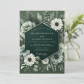 Deep Green Lush Botanical Wedding Kaart (Staand voorkant)