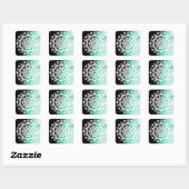  Deep Green Mandala Abstract Vierkante Sticker (Vel)