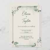 Deep Green Minimalist Wedding Uitnodiging (Voorkant / Achterkant)