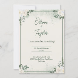 Deep Green Minimalist Wedding Uitnodiging