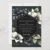 Deep Green Moody Bloom Wedding Kaart (Voorkant)