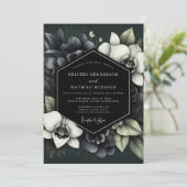 Deep Green Moody Bloom Wedding Kaart (Staand voorkant)