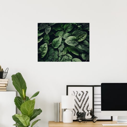 Deep Green Oerwoud Leaf Foliage Poster (Thuiskantoor)