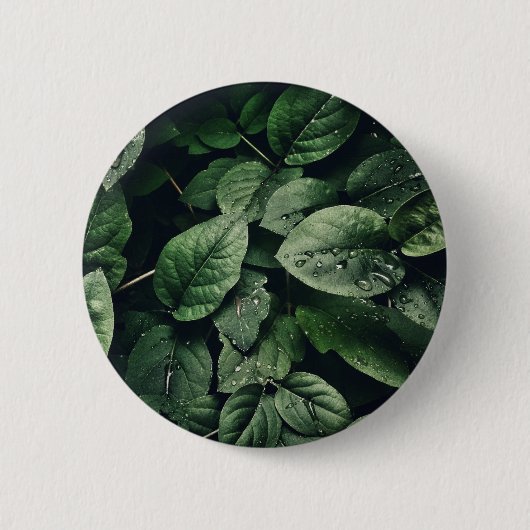 Deep Green Oerwoud Leaf Foliage Ronde Button 5,7 Cm (Voorkant)