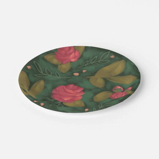Deep Green & Pink Flower Bord (Gekanteld)